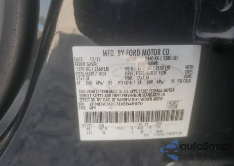 2013 Ford Edge Se z USA, uszkodzony, nr VIN 2FMDK3GC3DBB49970